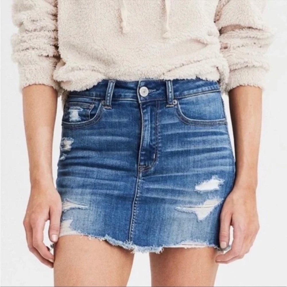 American Eagle hi-rise denim skirt